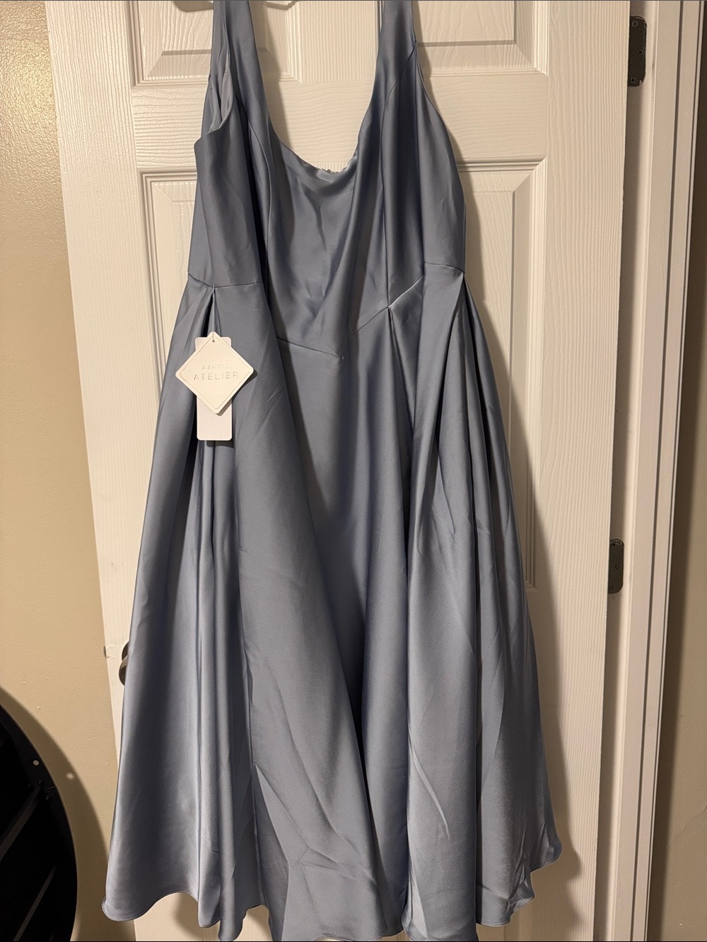 Light Blue Satin A-Line Dress